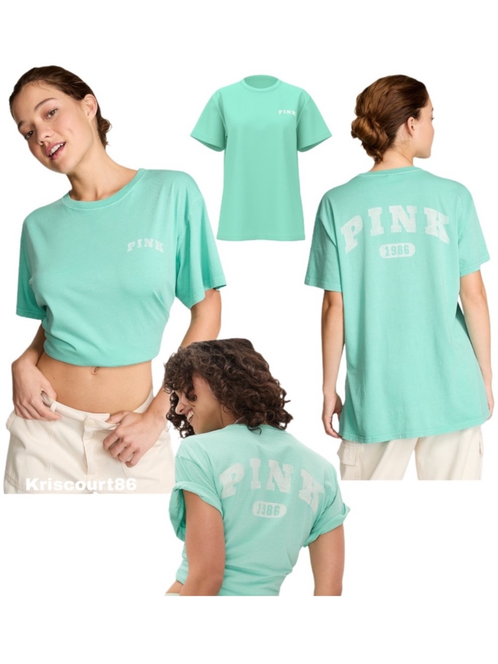 VSPINK Seafoam Green PINK 1986 Tee NEW WITH TAGS